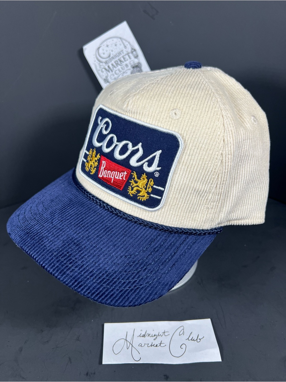 Coors Banquet Two-Tone Corduroy Baseball Cap - Navy & Cream